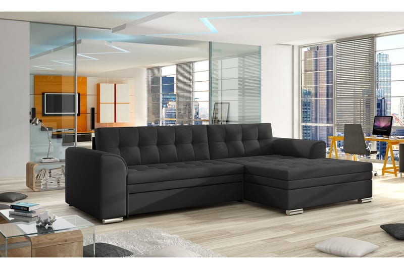 Amerikana Hjørnesovesofa med Divan - Svart - Møbler - Sofaer - Sovesofaer