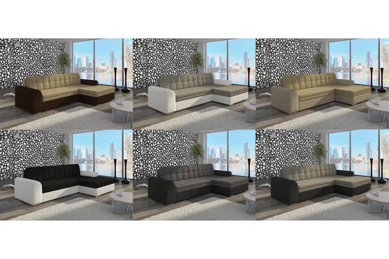 Amerikana Hjørnesovesofa med Divan - Svart - Møbler - Sofaer - Sofa med sjeselong