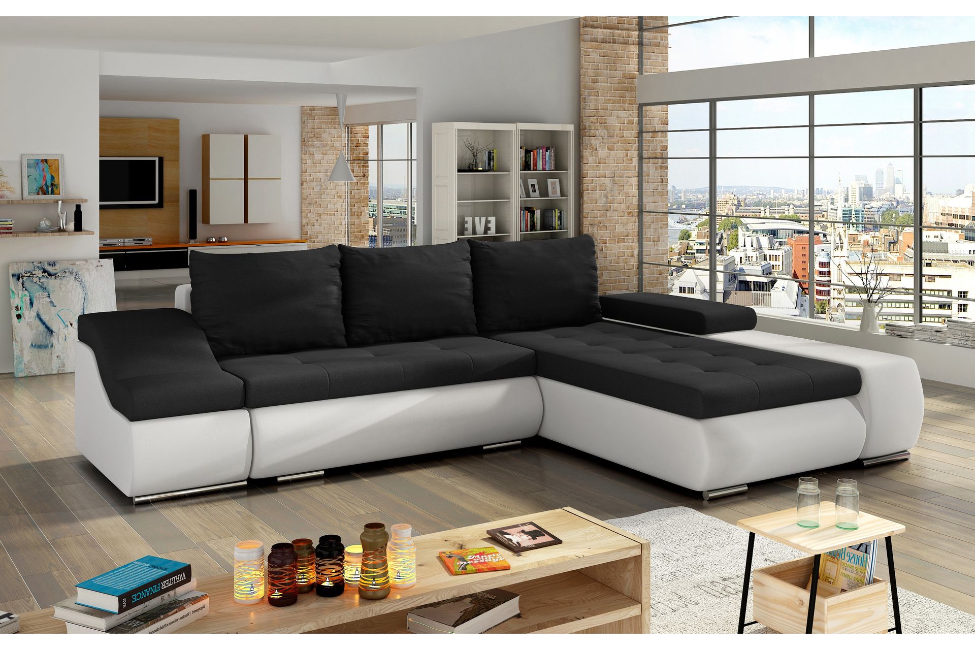 Amieva Sovesofa - Svart/Hvit - Møbler - Sofaer - Sovesofaer