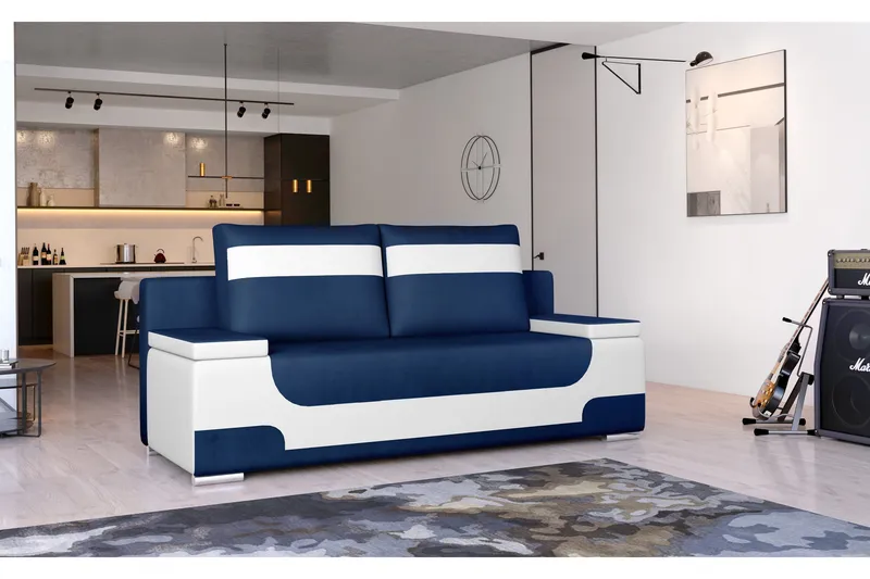 Amiranda 2-seter Sovesofa - Blå/Hvit - Møbler - Sofaer - Sovesofaer