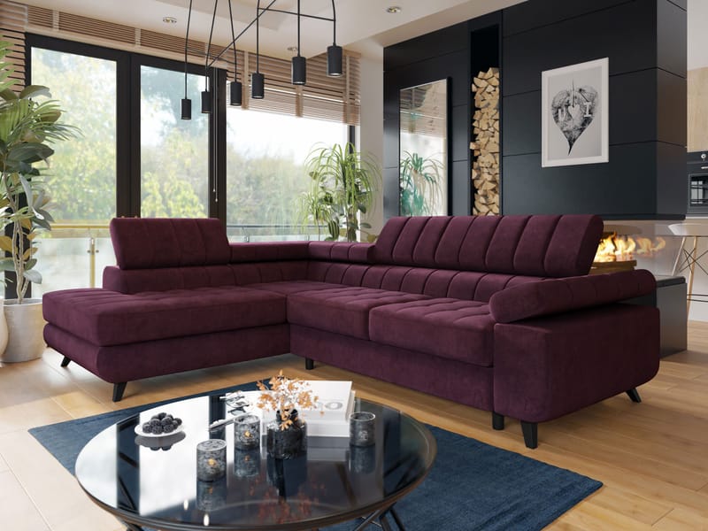 Amshyttan Sovesofa med sjeselong 4-seter, Lilla