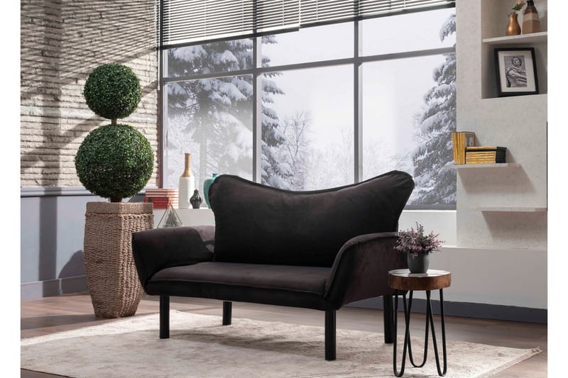 Annabelle 2-seter Sammenleggbar Sovesofa 66x182 cm i Fløyel - Svart - Møbler - Sofaer - Sovesofaer