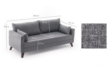 Antigua 3-seter Sovesofa 150x190 cm i Stoff - Grå - Møbler - Sofaer - Sovesofaer