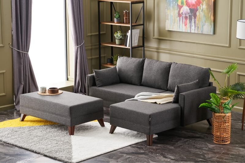 Antigua Mini Sovesofa med Divan Høyre - Antrasitt/Brun - Sovesofaer - Sovesofa divan