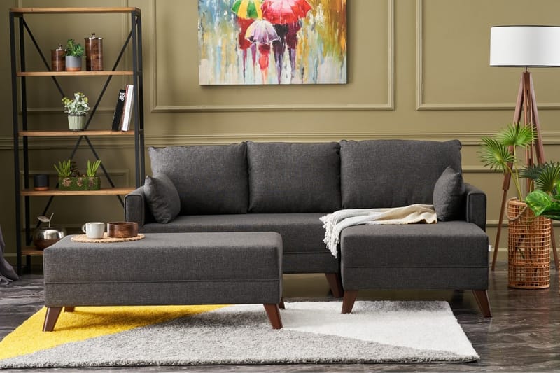 Antigua Mini Sovesofa med Divan Høyre - Antrasitt/Brun - Møbler - Sofaer - Sovesofaer