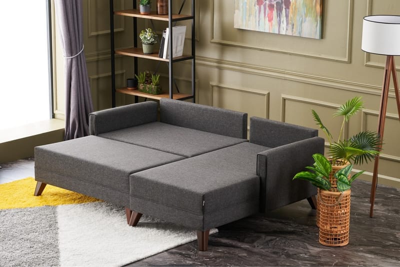 Antigua Mini Sovesofa med Divan Høyre - Antrasitt/Brun - Sovesofaer - Sovesofa divan