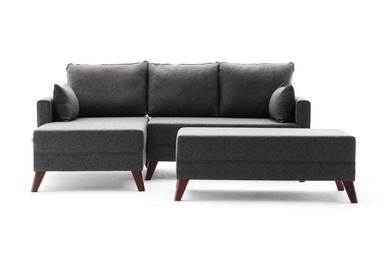 Antigua Mini Sovesofa med Divan Venstre - Antrasitt/Brun - Møbler - Sofaer - Sovesofaer