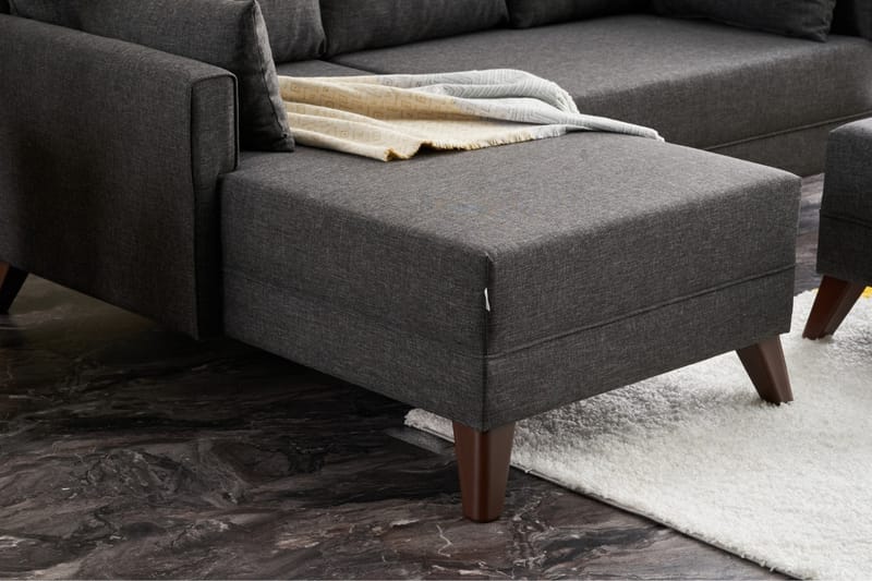 Antigua Mini Sovesofa med Divan Venstre - Antrasitt/Brun - Møbler - Sofaer - Sovesofaer
