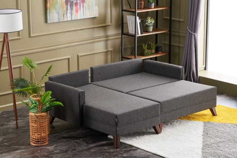 Antigua Mini Sovesofa med Divan Venstre - Antrasitt/Brun - Møbler - Sofaer - Sovesofaer