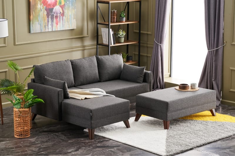 Antigua Mini Sovesofa med Divan Venstre - Antrasitt/Brun - Møbler - Sofaer - Sovesofaer
