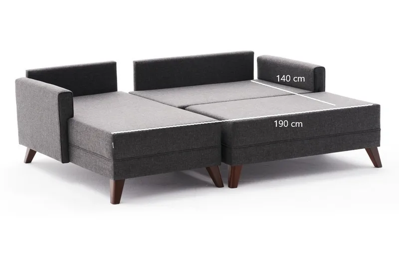 Antigua Mini Sovesofa med Divan Venstre - Antrasitt/Brun - Møbler - Sofaer - Sovesofaer
