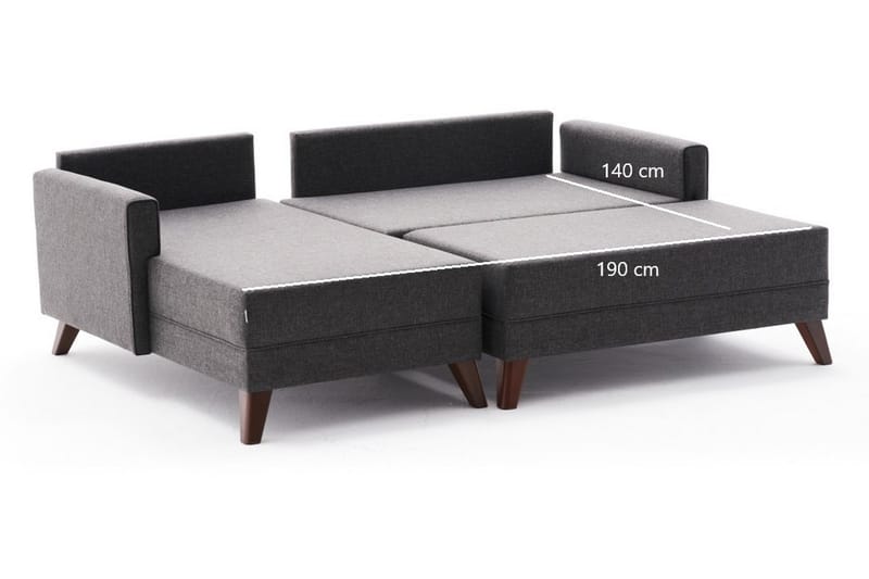 Antigua Mini Sovesofa med Divan Venstre - Antrasitt/Brun - Møbler - Sofaer - Sovesofaer