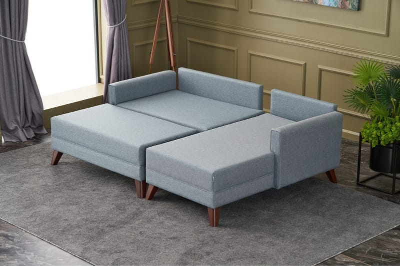 Antigua Sovesofa med Divan Høyre - Blå/Brun - Møbler - Sofaer - Sovesofaer