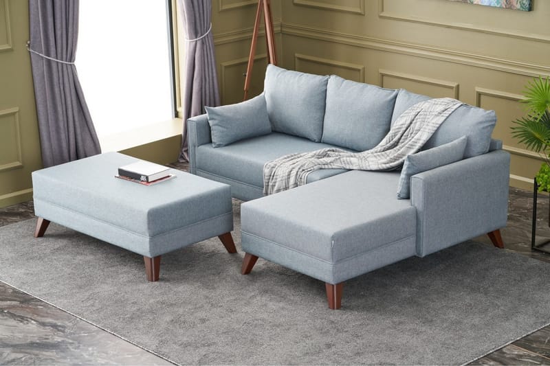 Antigua Sovesofa med Divan Høyre - Blå/Brun - Møbler - Sofaer - Sovesofaer