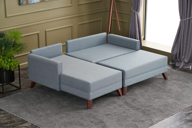 Antigua Sovesofa med Divan Venstre - Blå/Brun - Møbler - Sofaer - Sovesofaer