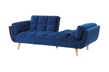 Asaby 3-seter Rektangulær Sovesofa 107x185 cm i Fløyel - Blå - Møbler - Sofaer - Sovesofaer