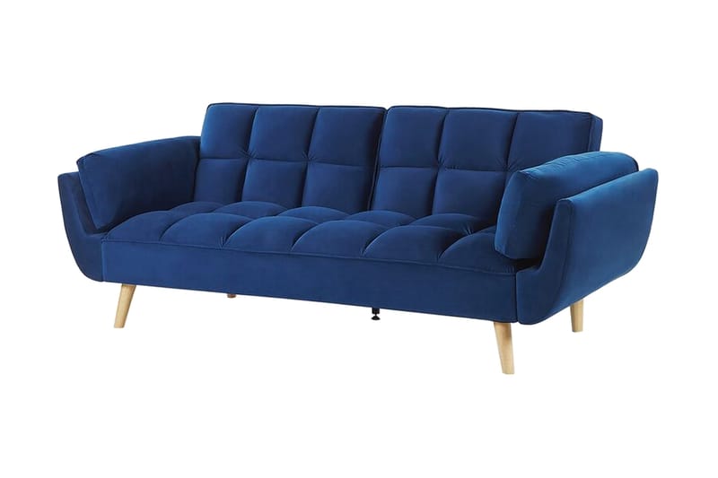 Asaby 3-seter Rektangulær Sovesofa 107x185 cm i Fløyel - Blå - Møbler - Sofaer - Sovesofaer