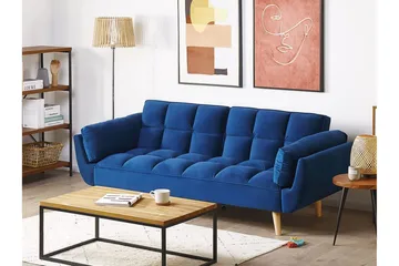 Asaby 3-seters Sovesofa - Fløyel/Mørkeblå - Møbler - Sofaer - Sovesofaer
