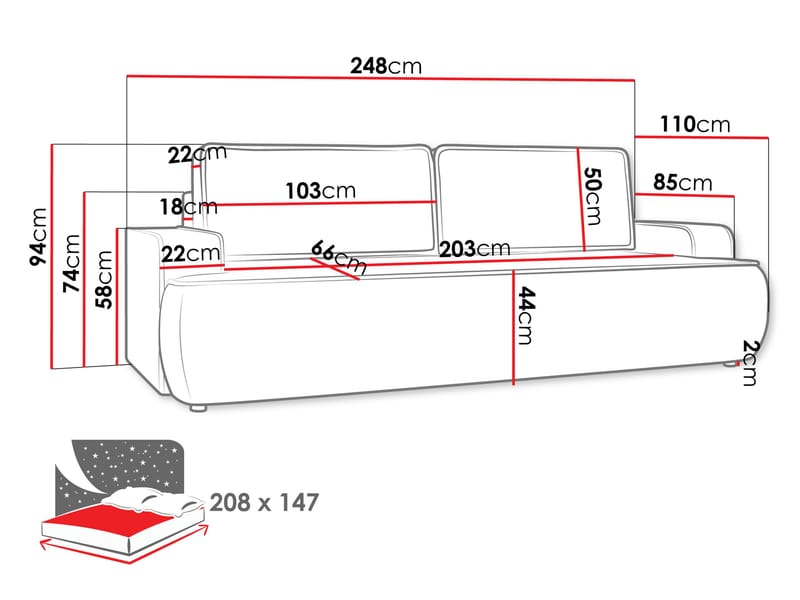 Avignon Sovesofa 3-seter - Hvit - Møbler - Sofaer - Sovesofaer