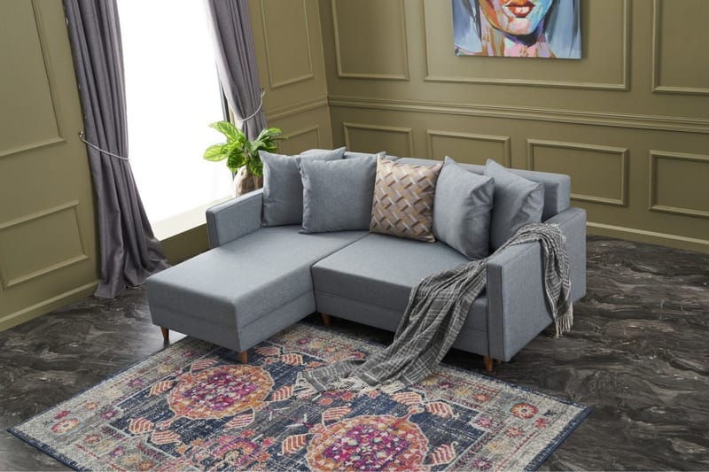 Aydama Sovesofa m. Divan 4-seters 192x135 - Blå - Møbler - Sofaer - Sovesofaer