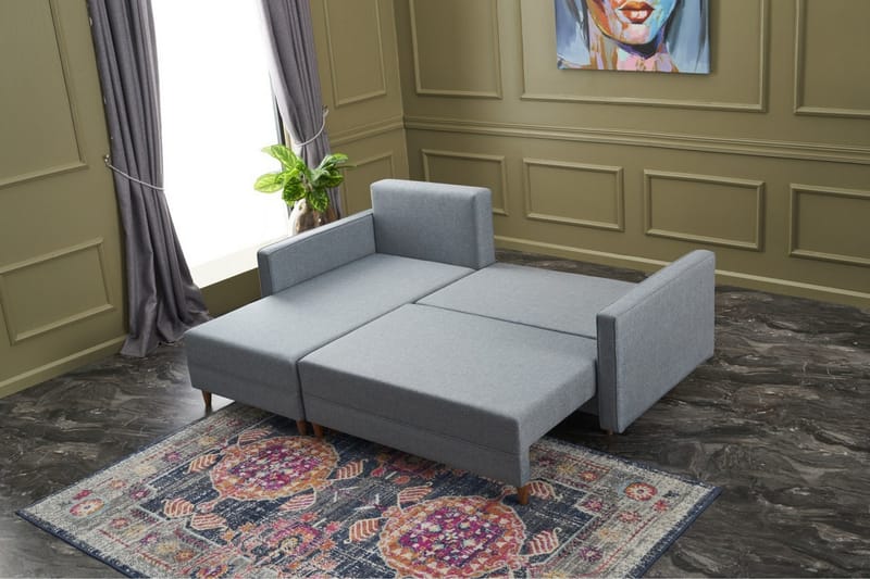 Aydama Sovesofa m. Divan 4-seters 192x135 - Blå - Møbler - Sofaer - Sovesofaer