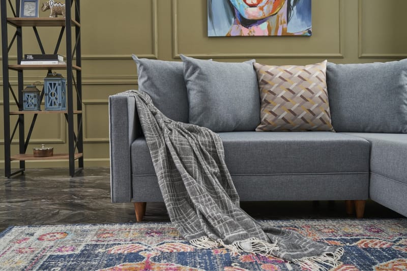 Aydama Sovesofa m. Divan 4-seters 192x135 - Blå - Møbler - Sofaer - Sovesofaer
