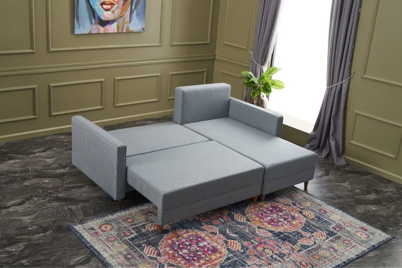 Aydama Sovesofa m. Divan 4-seters 192x135 - Blå - Møbler - Sofaer - Sovesofaer