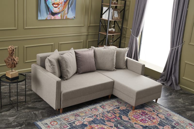 Aydama Sovesofa m. Divan 4-seters 192x135 - Krem - Møbler - Sofaer - Sovesofaer