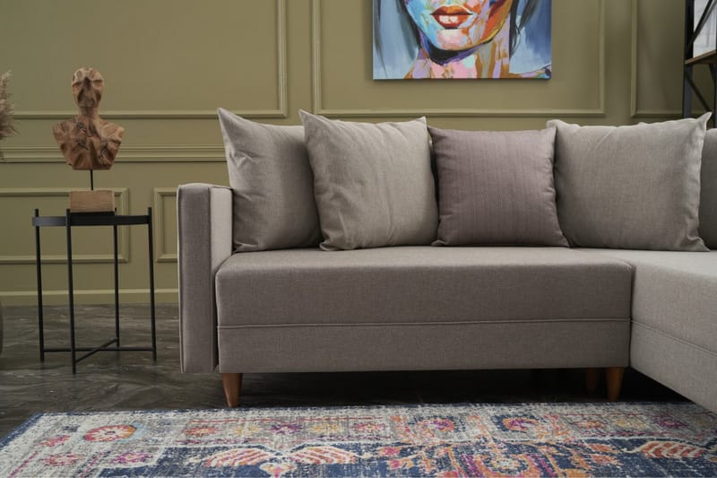 Aydama Sovesofa m. Divan 4-seters 192x135 - Krem - Møbler - Sofaer - Sovesofaer