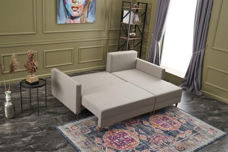 Aydama Sovesofa m. Divan 4-seters 192x135 - Krem - Møbler - Sofaer - Sovesofaer