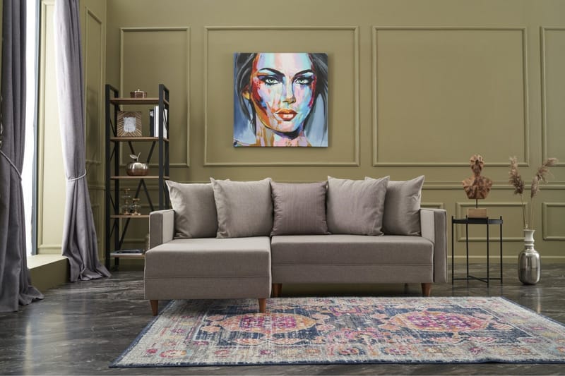 Aydama Sovesofa m. Divan 4-seters 192x135 - Krem - Møbler - Sofaer - Sovesofaer