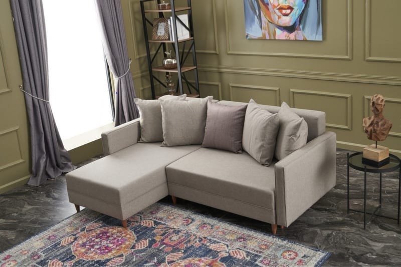 Aydama Sovesofa m. Divan 4-seters 192x135 - Krem - Møbler - Sofaer - Sovesofaer