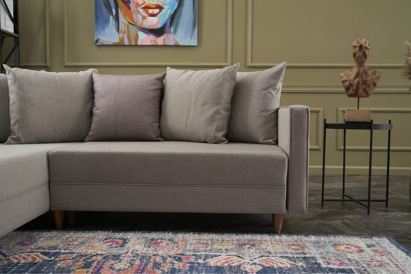 Aydama Sovesofa m. Divan 4-seters 192x135 - Krem - Møbler - Sofaer - Sovesofaer