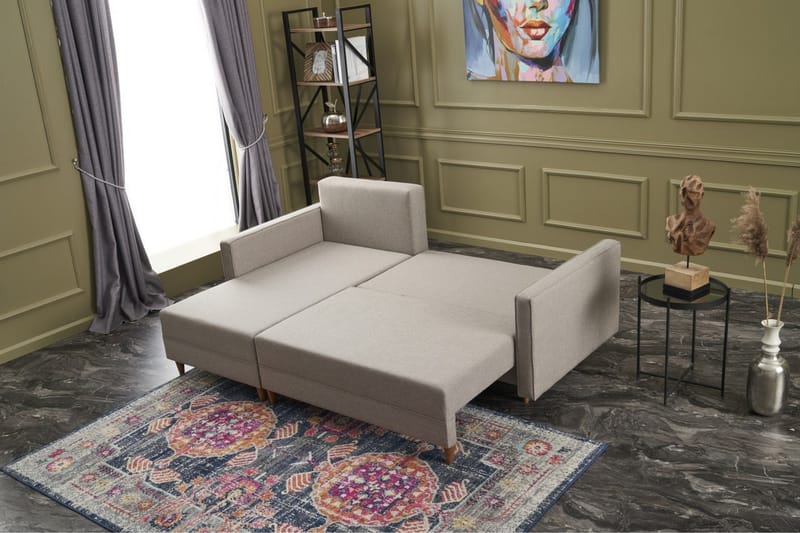 Aydama Sovesofa m. Divan 4-seters 192x135 - Krem - Møbler - Sofaer - Sovesofaer