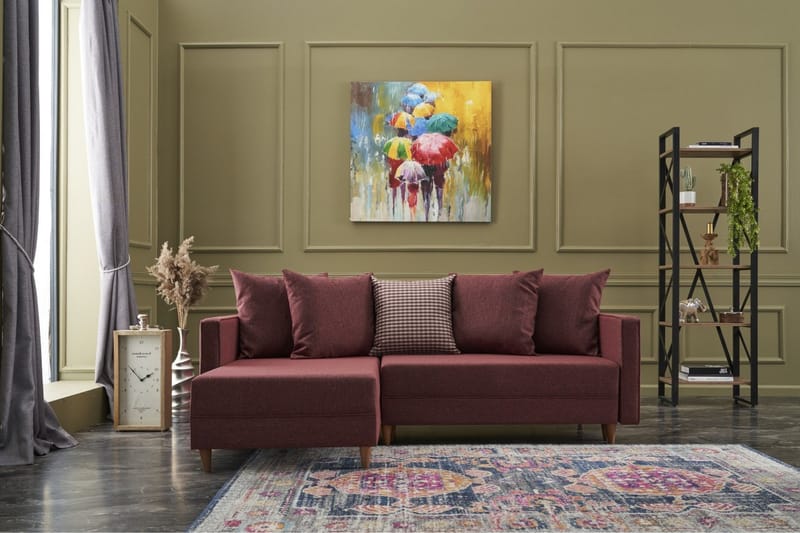 Aydama Sovesofa m. Divan 4-seters 192x135 - Rød - Møbler - Sofaer - Sovesofaer