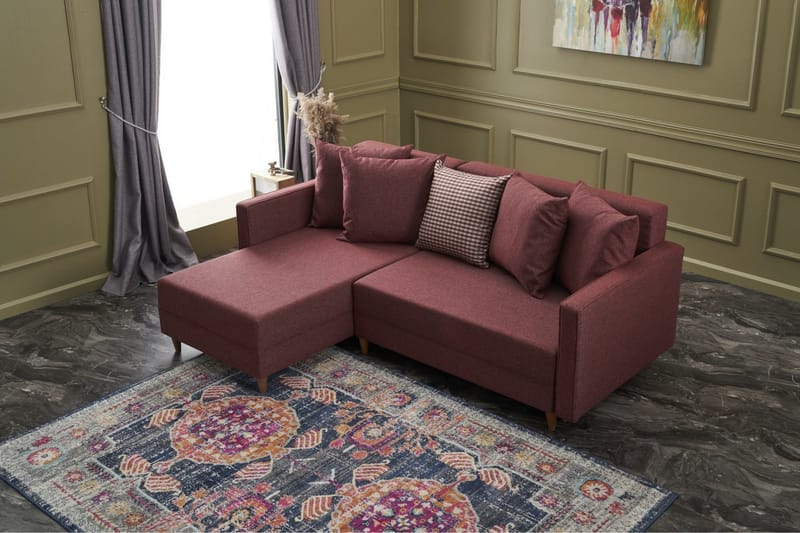 Aydama Sovesofa m. Divan 4-seters 192x135 - Rød - Møbler - Sofaer - Sovesofaer