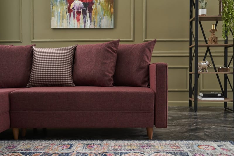 Aydama Sovesofa m. Divan 4-seters 192x135 - Rød - Møbler - Sofaer - Sovesofaer