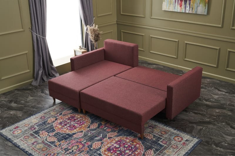 Aydama Sovesofa m. Divan 4-seters 192x135 - Rød - Møbler - Sofaer - Sovesofaer