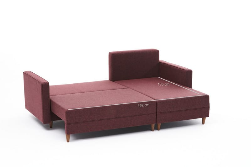 Aydama Sovesofa m. Divan 4-seters 192x135 - Rød - Møbler - Sofaer - Sovesofaer