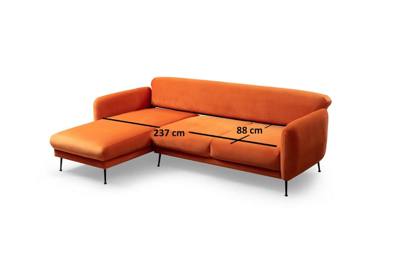 Azeriah Sovesofa med Divan Venstre - Oransje - Møbler - Sofaer - Sovesofaer