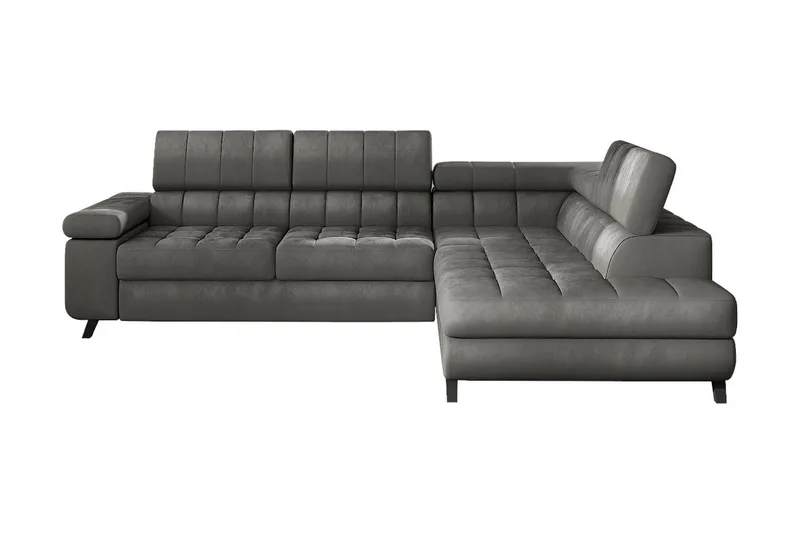 Azoulay Høyrevendt Sovesofa 123x193 cm med Oppbevaring i Fløyel, Grå