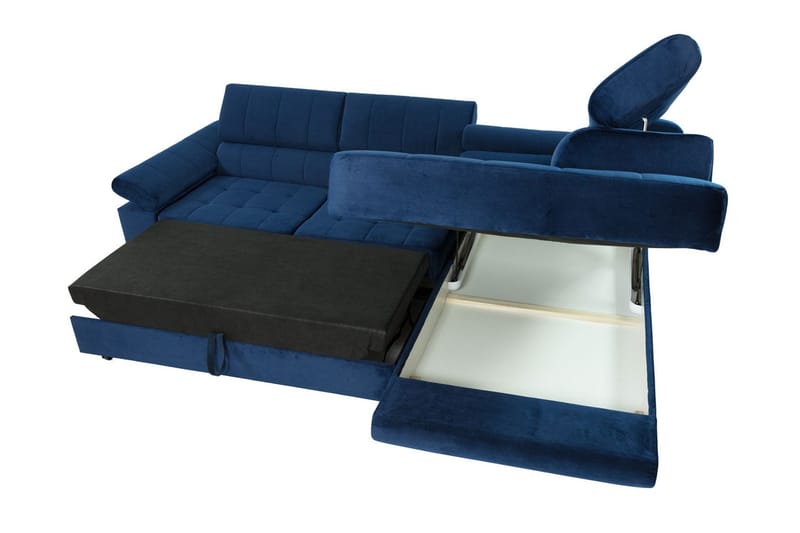 Azoulay Høyrevendt Sovesofa 123x193 cm med Oppbevaring i Fløyel - Grå - Møbler - Sofaer - Sovesofaer