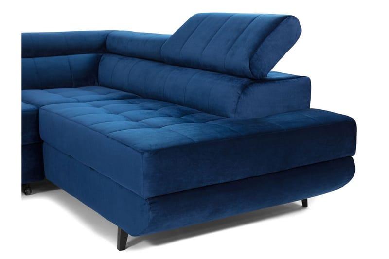 Azoulay Høyrevendt Sovesofa 123x193 cm med Oppbevaring i Fløyel - Grå - Møbler - Sofaer - Sovesofaer