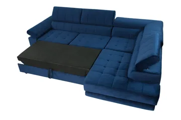 Azoulay Høyrevendt Sovesofa 123x193 cm med Oppbevaring i Fløyel - Grå - Møbler - Sofaer - Sovesofaer