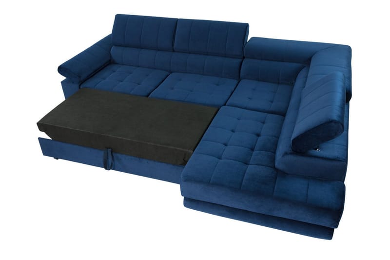 Azoulay Høyrevendt Sovesofa 123x193 cm med Oppbevaring i Fløyel - Grå - Møbler - Sofaer - Sovesofaer