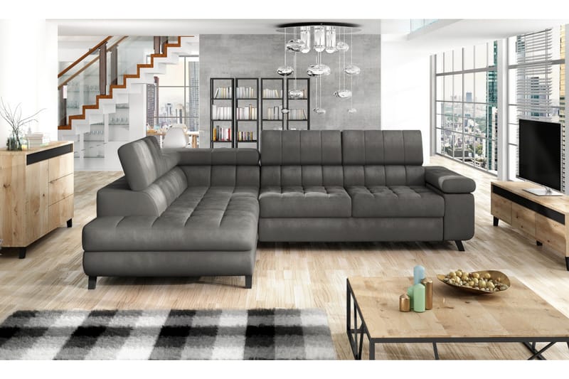 Azoulay Hjørnesofa Venstre - Grå - Møbler - Sofaer - Sovesofaer