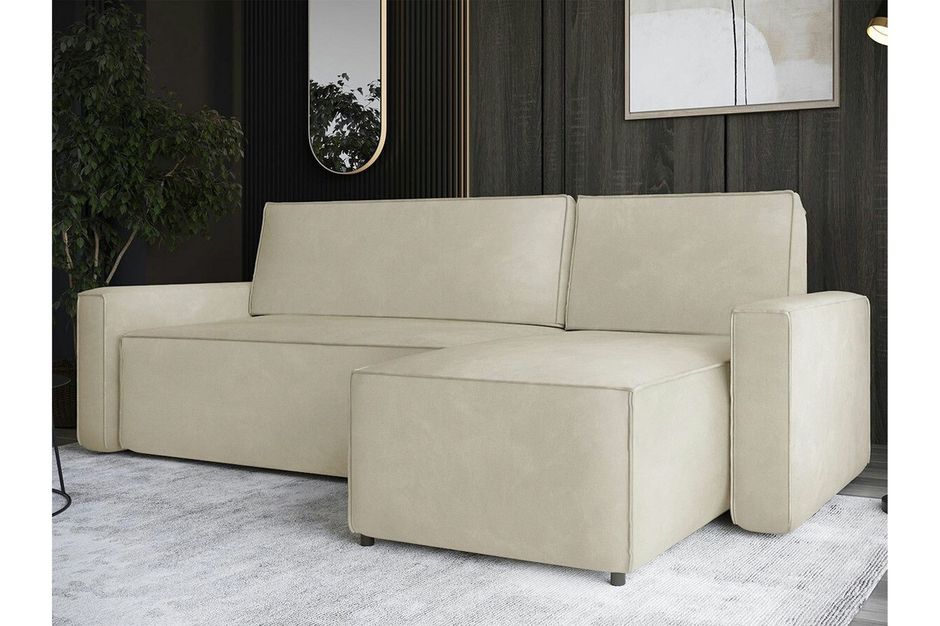 Bandon 3-seters Hjørnesovesofa - Beige - Møbler - Sofaer - Sovesofaer
