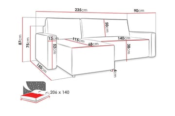 Bandon 3-seters Hjørnesovesofa - Beige - Møbler - Sofaer - Sovesofaer