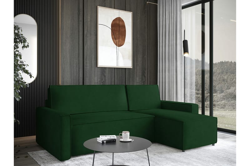 Bandon 3-seters Hjørnesovesofa - Grøn - Møbler - Sofaer - Sovesofaer