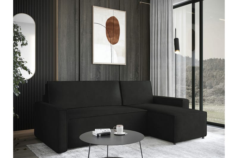 Bandon 3-seters Hjørnesovesofa - Svart - Møbler - Sofaer - Sovesofaer